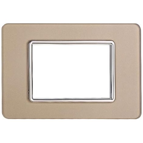 Plaque compatibles Vimar Plana 3 modules verre couleur or Ettroit EV84311