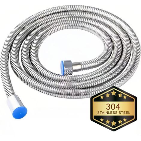Tuyau de Douche 5m, Acier Inoxydable 304 Flexible Douche, Connecteur 1/2" Tuyau Pommeau de Douches, Flexible Douchette WC Tuyaus de Pomme de Douches pour Salle de Bain, Cuisine, Hôtel (1/5)