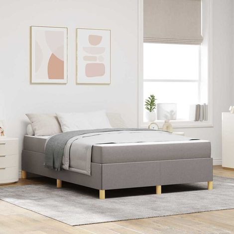 vidaXL Bettrahmen mit Matratze Taupe 140 x 200 cm Stoff (1/5)