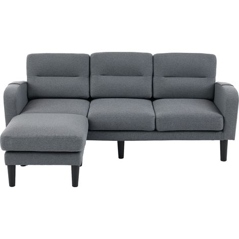 Divano angolare a L 3 posti con chaise longue 204 x 136 x 80 cm grigio (1/5)