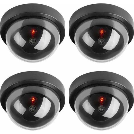 Caméras factices, Fausse de Sécurité Caméra Dôme CCTV avec LED Clignotant Lumière pour Les Entreprises Magasins Accueil, Usage Intérieur Extérieur (4 Pack) (1/5)