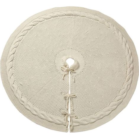 Gestrickter Weihnachtsbaumrock – Zopfmuster – grober Zopf – rustikales Bauernhaus – für Weihnachten, Feiertage, Zuhause, Party (weiß, 62 cm)