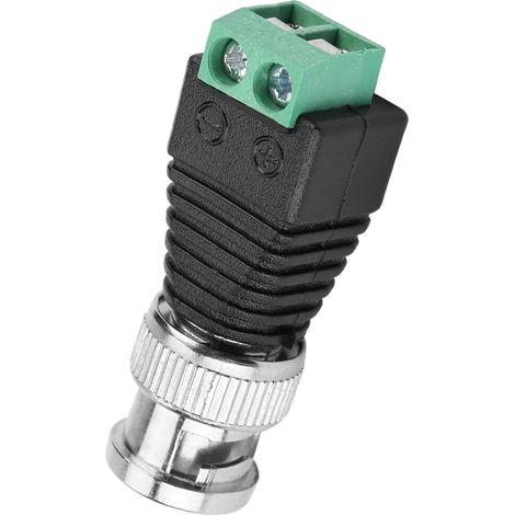 Packung mit 10 DC-Stromanschlüssen für koaxiale CCTV-Kameras, mit grünen BNC-Steckern (Audio/Video). (1/5)