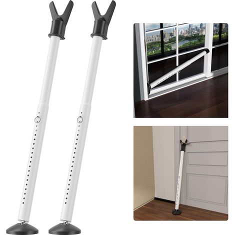 Barre de sécurité pour porte, butée de porte robuste et réglable, adaptée aux portes coulissantes, balcons, fenêtres, portes d'entrée, appartements, résidences et chambres d'hôtel. (Deux paquets) (1/5)