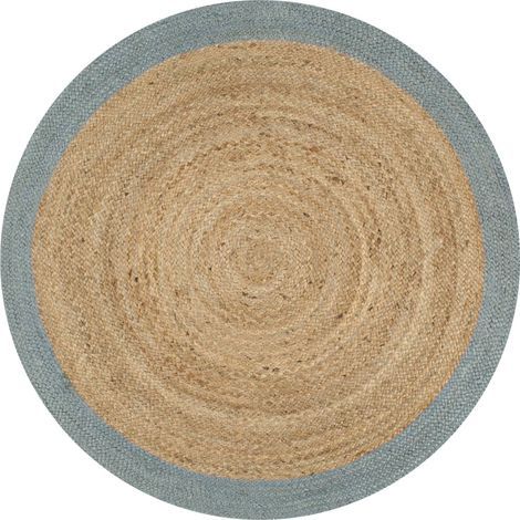 Tapis fait à la main, Tapis de salon,Tapis décoratif pour chambre Jute avec bord vert olive 90 cm MKS79598 (1/5)