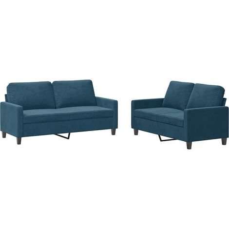 Maison Exclusive - Set di Divani 2 pz con Cuscini Blu in Velluto