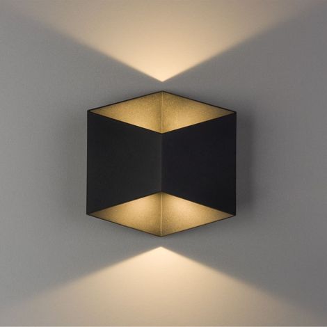 LED Wandlampe außen Schwarz Aluminium Glas IP54 Eingang Fassade