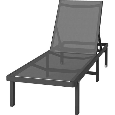 4-fach verstellbare Gartenliege mit Rollen, dunkelgrau, 530 g/m² Textilene
