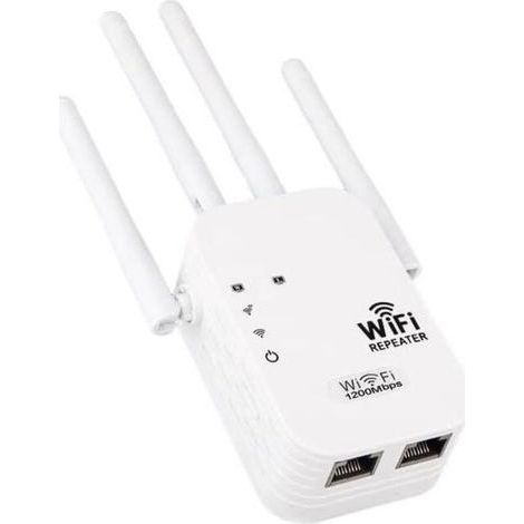 Potencia del repetidor WiFi, 1200 Mbps, potencia del amplificador WiFi, doble banda 5 GHz y 2,4 GHz, extensor WiFi con WPS y modo 4, hasta 120 m², compatible con todas las cajas de Internet (1/4)