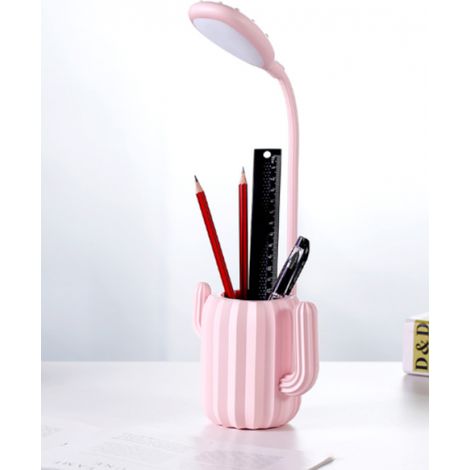 Lampe de bureau LED lampe de nuit pour enfants, lampe de protection des yeux d'apprentissage, lumière verte réglable avec porte - stylo, chambre familiale, étude, bureau (rose) (1/3)