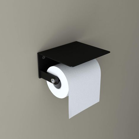 doporro Porta Carta Igienica Portarotolo Carta Igienica con Porta Cellulare per Bagno e Toilette in Acciaio Inox MMF089, Nero Opaco (1/5)