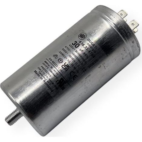 Condensateur permanent aluminium 30µF à cosses faston double - Ø50x98mm - DUCATI