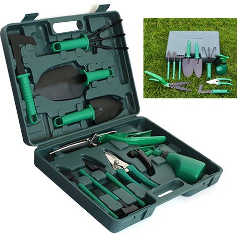 Kit de 10 pelles de taille pour plantes en pot, outils de jardinage et de désherbage, pour bonsaï et autres plantes en pot (vert). (1/5)