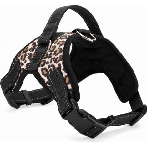 Pettorina per cani di piccola taglia - Taglia S - Stampa leopardata - Regolabile, imbottita e morbida con maniglia - Alta qualità (1/4)