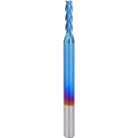 Fraise à 4 dents en acier au tungstène avec revêtement NanoBlue, fraise CNC avec poignée droite (3,175 x 2 x 8)