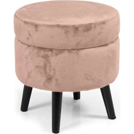 Pouf Contenitore Sgabello Cassapanca Poggiapiedi in Tessuto Velluto Rosa 37x40 (1/3)