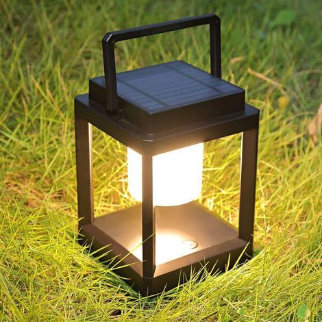 Outdoor Table Lamp, LED Bedside Lantern with 3 Brightness Levels, Portable and Rechargeable Solar Camping Lamp (1/5)
