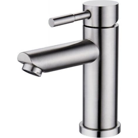 Robinet simple de lavabo en laiton chromé – Eau chaude et froide – Aérateur ABS amovible – Hauteur 175mm, profondeur 100mm