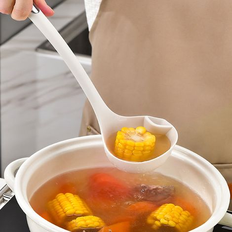 Louche filtrante en silicone résistante à la chaleur avec long manche, écumoire pour séparer les graisses et séparer les graisses de la cuisine (1/5)
