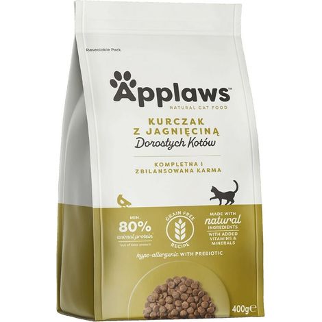 Applaws Premium Cibo secco per gatti adulti, pollo e agnello sterilizzati, 400 g