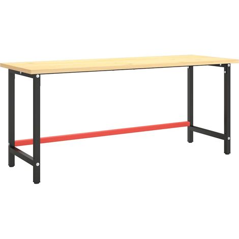 vidaXL Estructura banco de trabajo metal negro y rojo mate 180x57x79cm (1/2)