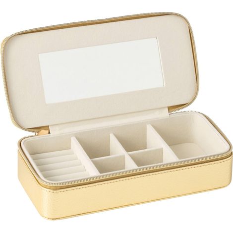 Boîte à bijoux rectangulaire avec miroir or - doré (1/4)