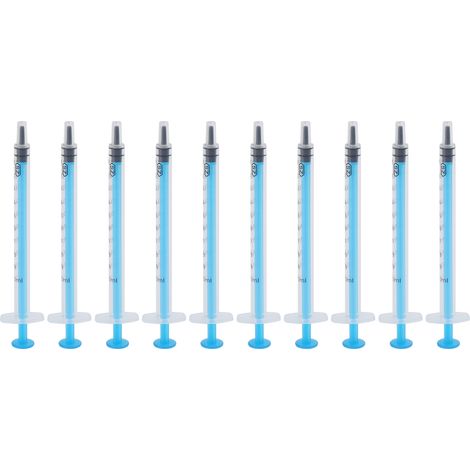 Seringue plastique jetable 10 pièces, outil manuel industriel à poussoir, 1ml embout droit, seringue doseuse précise pour usage professionnel. (1/5)