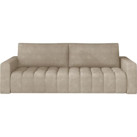 Canapé convertible capitonné LARKO velours-Beige clair (1/5)