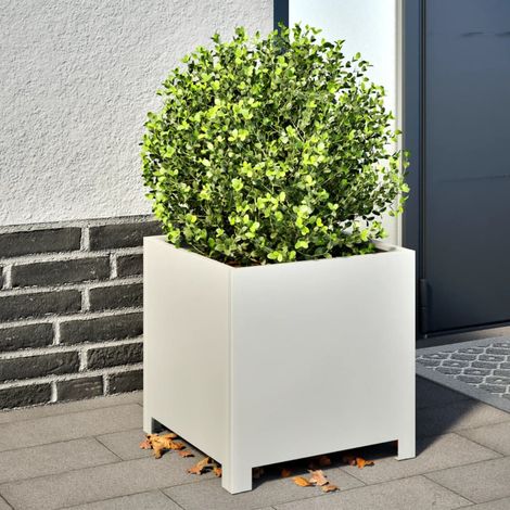 vidaXL Fioriere da Giardino 2 pz Bianche 40x40x40 cm in Acciaio