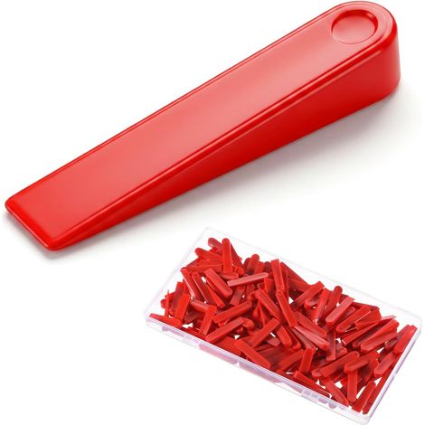 Cales de nivellement pour carrelage – Lot de 200 – 5 mm, rouges – Réutilisables – Ajustement des joints (1/5)
