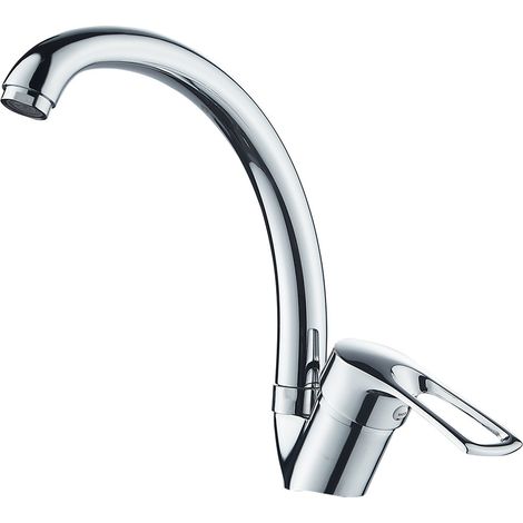 Grifo de Cocina Monomando Giratorio 360°, Mezclador Agua Fría/Caliente, Aleación Resistente – Ideal para Fregadero y Lavabo de Verduras (1/4)