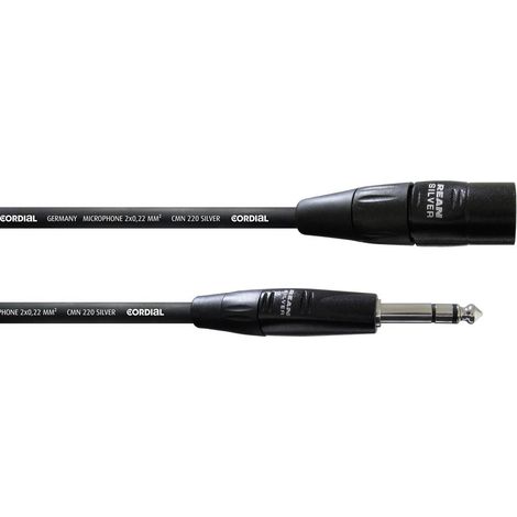 Câble de liaison XLR [1x XLR mâle - 1x Jack mâle 6.35 mm] Cordial CIM 1,5 MV noir 1.50 m