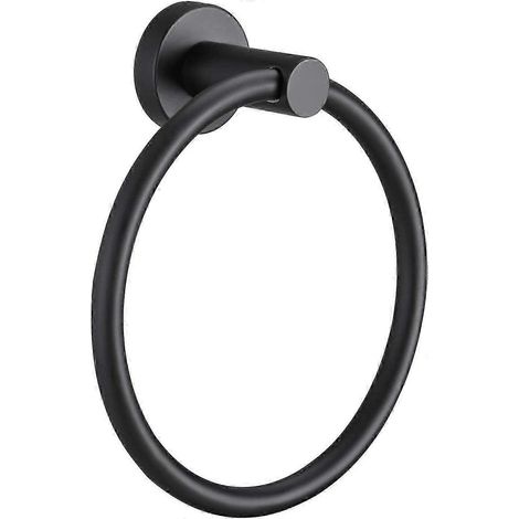 Anneau porte-serviettes Pynsseu noir mat pour salle de bain (1 pièce), porte-serviettes mural robuste en acier inoxydable pour cuisine et salle de bain, idéal pour un rangement facile. (1/5)