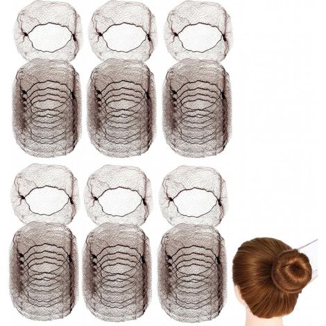 Filets à cheveux marron foncé - 100 pièces - Filet élastique invisible pour chignon - Nœuds de cheveux - Filet à cheveux - Réutilisable (1/4)