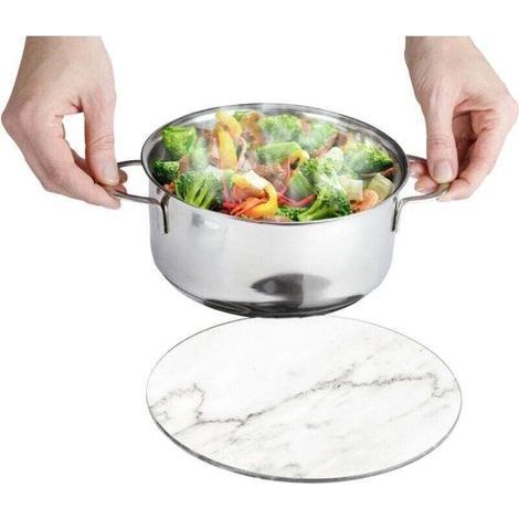 Dessous de plat, dessous de plat en verre, design marbre, Verre, ø20 cm, Gris (1/4)