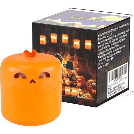 Linterna de calabaza, diseño plegable, duración de la batería de 8 a 10 horas, color naranja, juego. (1/2)