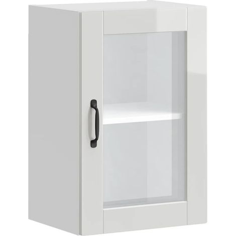 Mobiletto da cucina a parete pratico e di design 40 x 31 x 60 cm finitura in legno bianco lucido 020050314