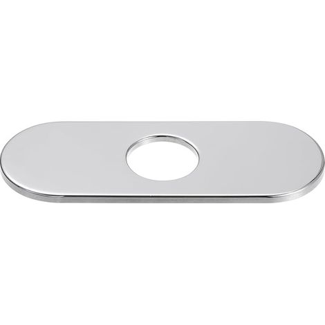 Cache Trou Plaque de Robinet-[35 Mm/1.4 Inch Trou], Plaque de Couverture Pour Évier, Acier Inoxydable, Forme de Bateau Brossé, Ton Argenté (1/5)