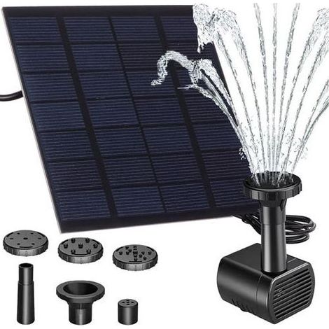 Kaelt - Fontaine solaire avec panneau solaire, câble de 3 m, 4 buses, débit de 180 l/h (1/5)