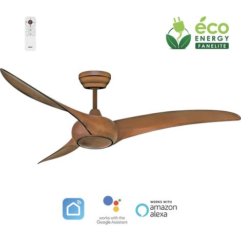 Fanelite - Ventilateur de plafond 132 cm imitation bois TOBAGO - Moteur DC 38W - Télécommande - Wifi - Très silencieux (1/2)