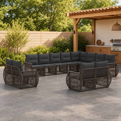 Set Divano da Giardino 12 pcs Grigio e Grigio Scuro polyrattan vidaXL (1/5)