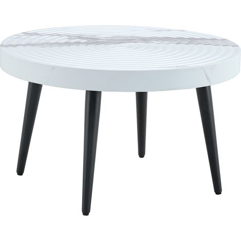 Mesa auxiliar redonda Ø60 cm efecto mármol blanco con patas metálicas ajustables (1/5)