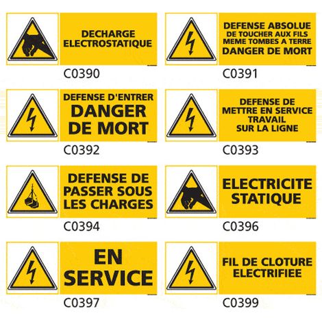 Panneau et Pictogramme de Signalisation danger électrique - C0408 - 210 x 75 mm (1/2)