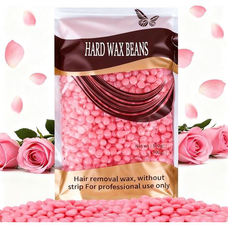 Bille de cire pour épilation pour peaux sensibles, ciblant les poils fins,cire epilation perle rose idéale pour l'épilation à domicile du visage,du menton et du bikini (1/5)
