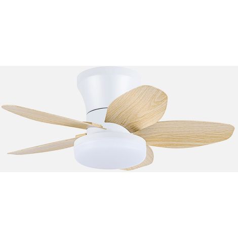 Ventilador Dc Haran 15w 1800lm Blanco/haya 5aspas 62d 3000k4200k6500Kk Regulable Intensidad+Remoto+temporizador+memoria