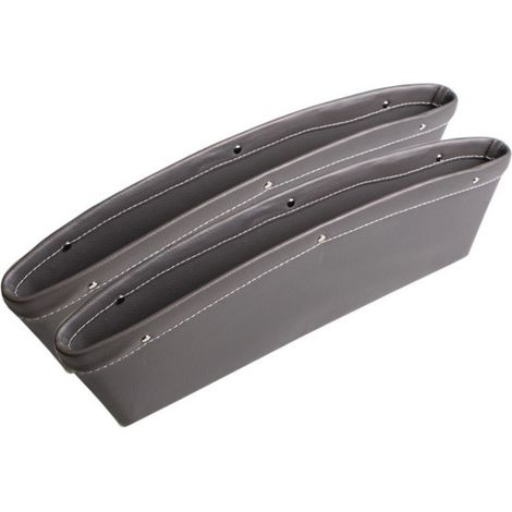 Lot de 2 organisateurs d'espace entre les sièges auto, sacs de rangement universels en cuir pour iPhone, Android, lunettes, clés, etc. (Gris) (1/4)