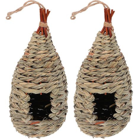 Lot de 2 nids d'oiseaux créatifs en paille, résistants et tissés à la main. (1/5)