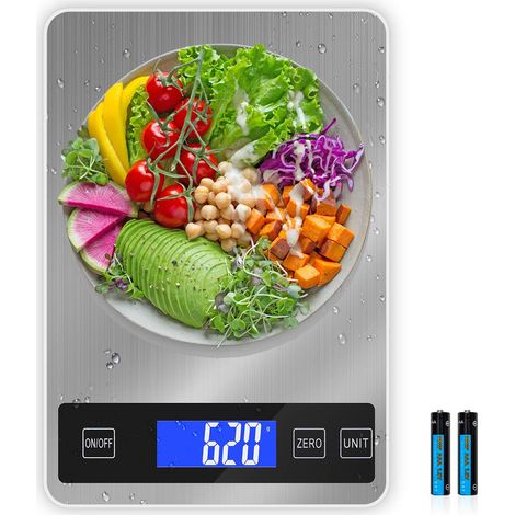 Balance de cuisine numérique vingt deux livres cinq unités avec fonction tare grand écran LCD pour pesage précis