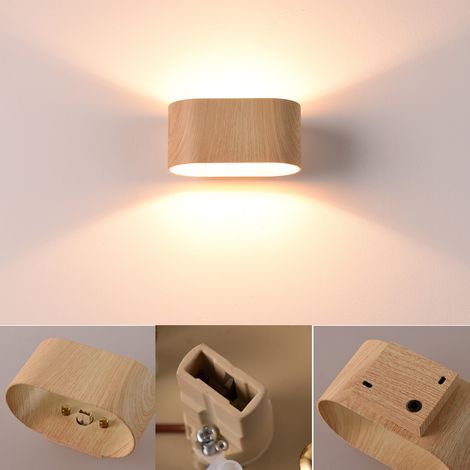Aplique pared metal efecto madera G9 arriba/abajo (1/5)