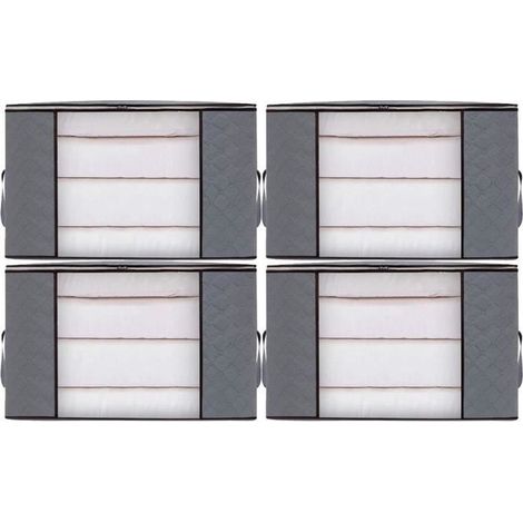4pcs Sacs de Rangement Vêtement - - Gris - 60x40x35cm - Pliable - Fenêtre transparente (1/4)